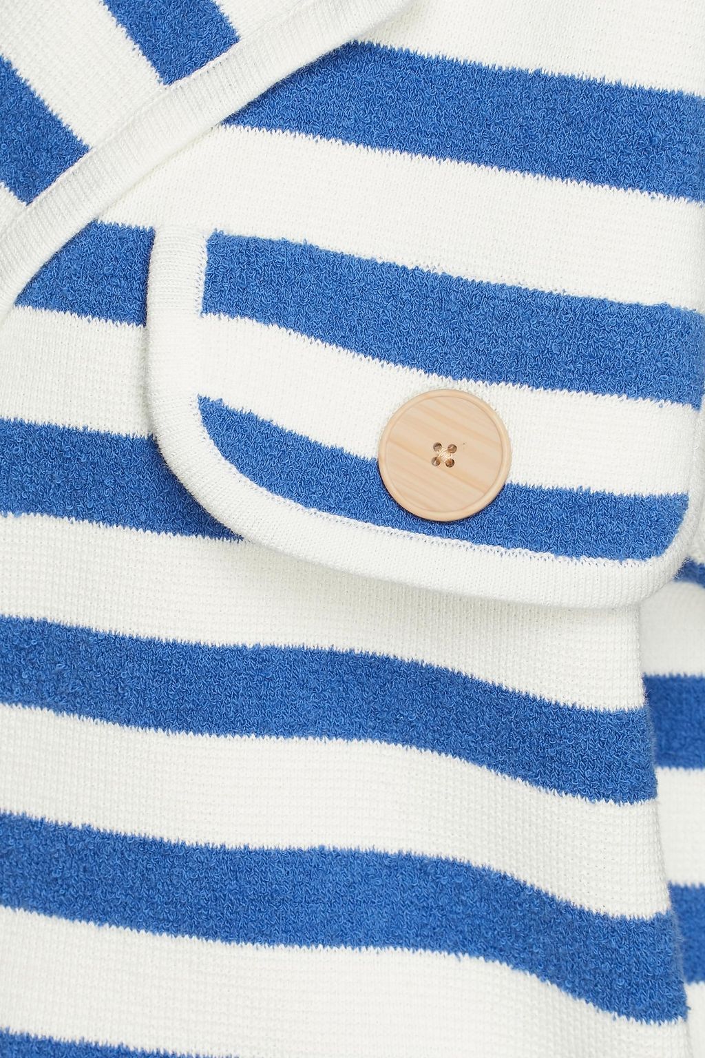 CLAUDIE PIERLOT Mystique belted terry-paneled striped cotton-blend jacket