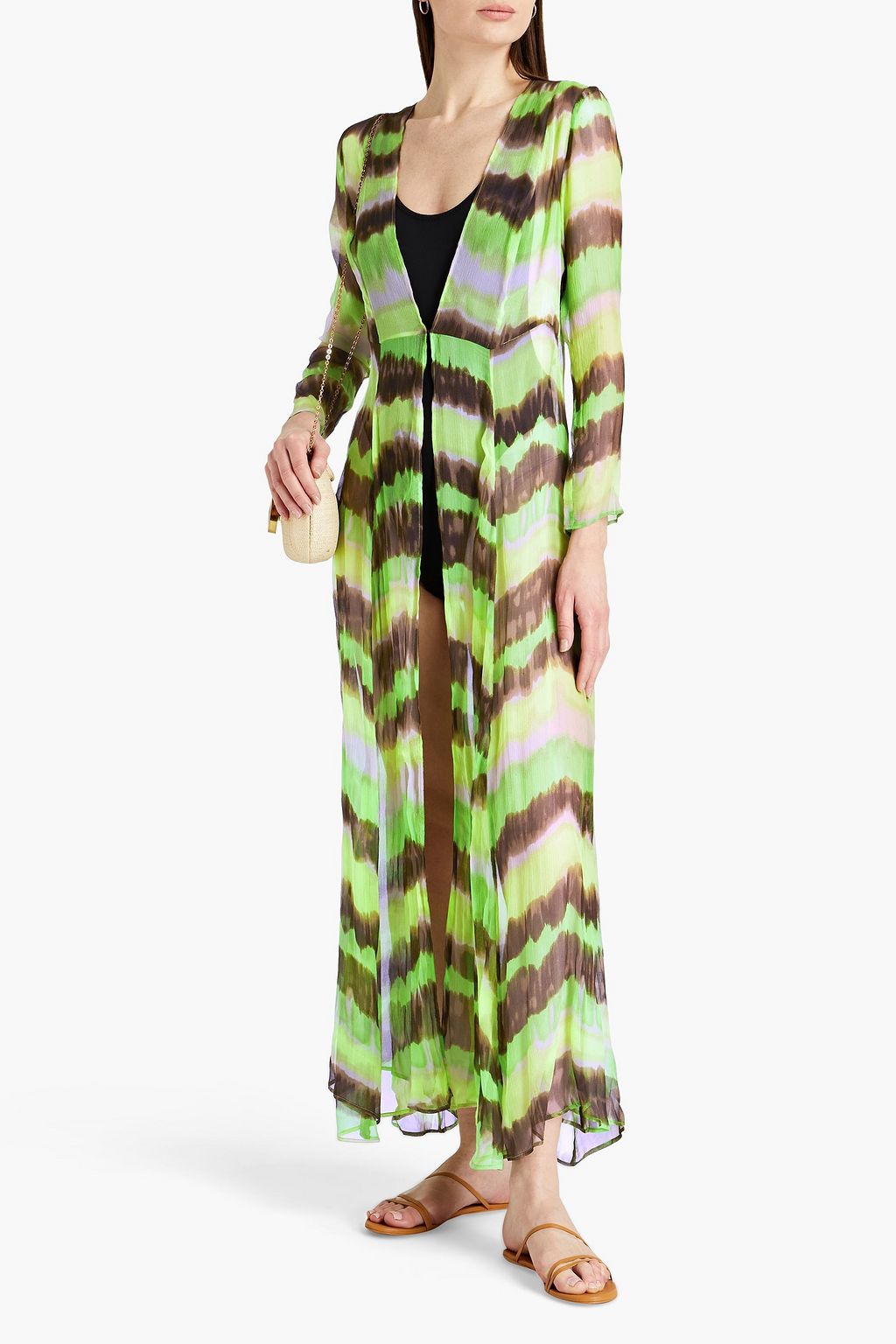 WE ARE LEONE Tie-dyed silk-georgette coverup