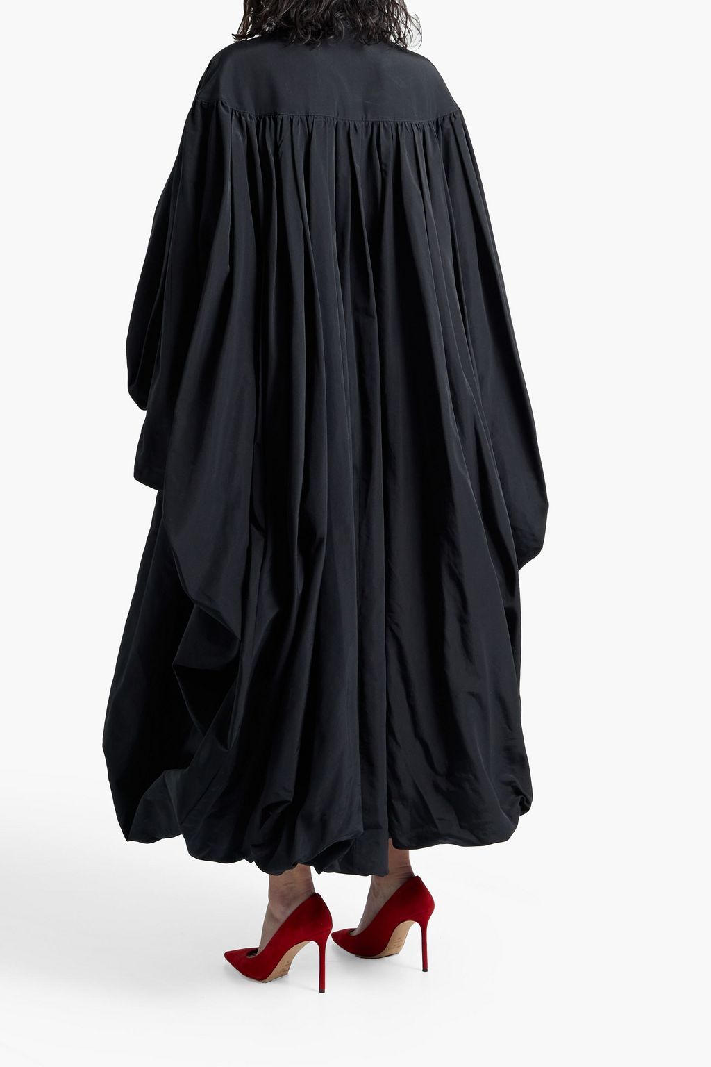 VALENTINO GARAVANI Pleated cotton-blend faille maxi dress