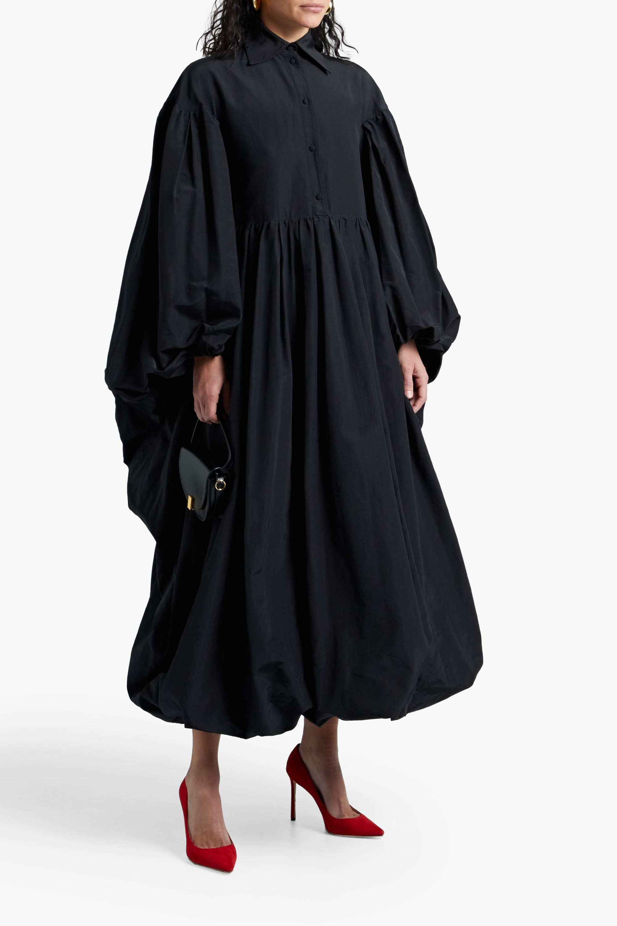 Valentino Garavani Pleated cotton-blend faille maxi dress
