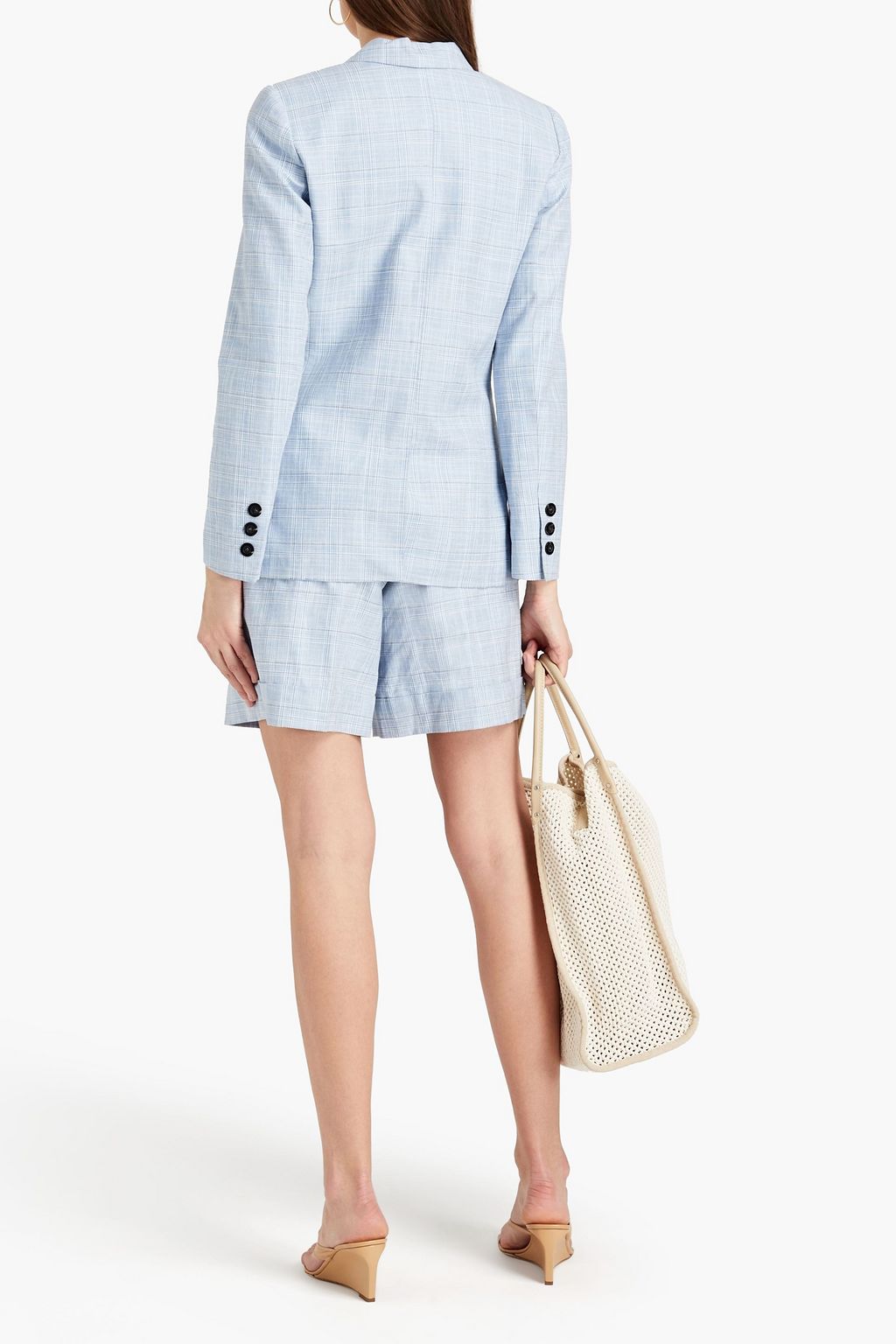 CLAUDIE PIERLOT Victorio double-breasted checked cotton and linen-blend blazer