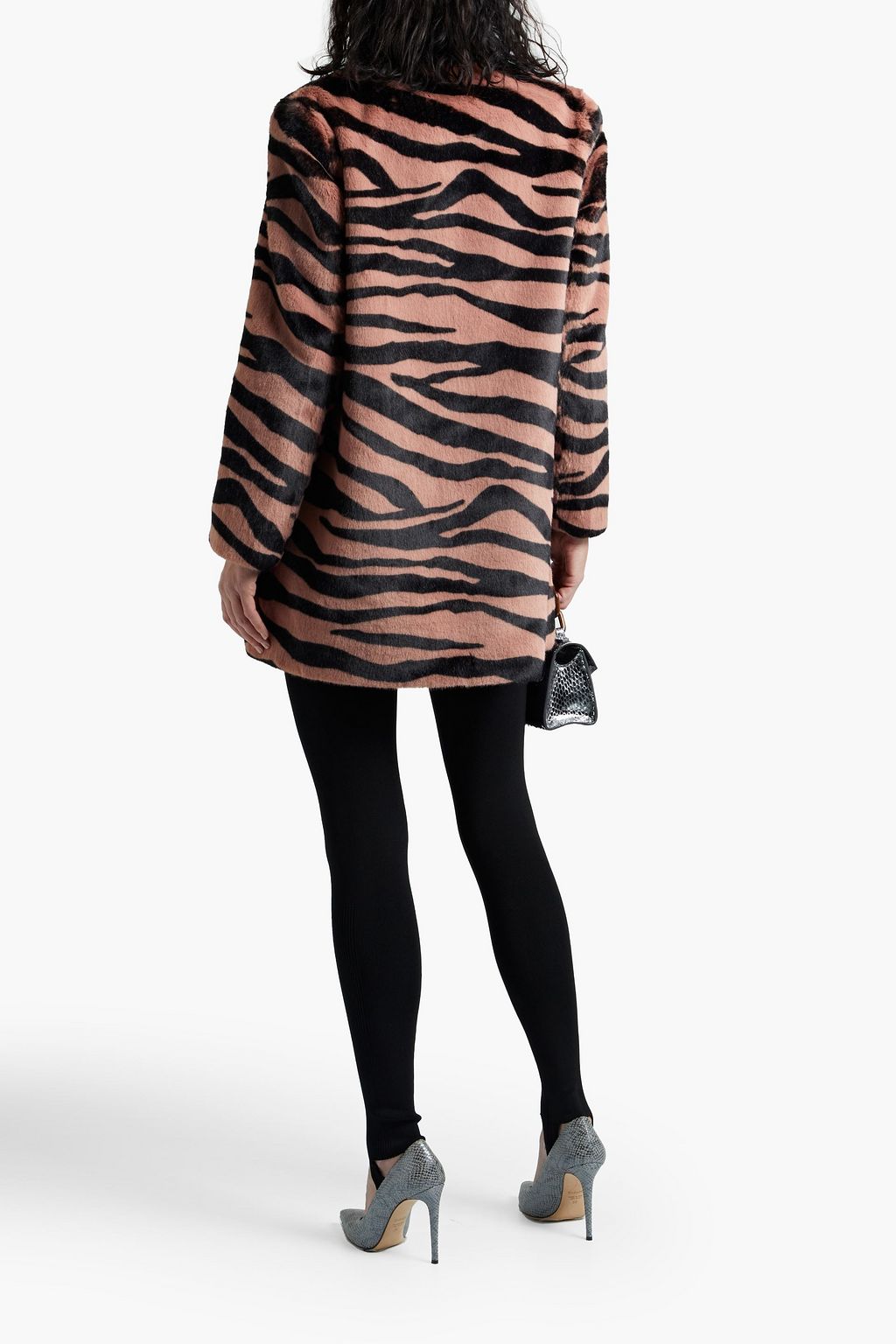 MICHELLE MASON Zebra-print faux fur coat