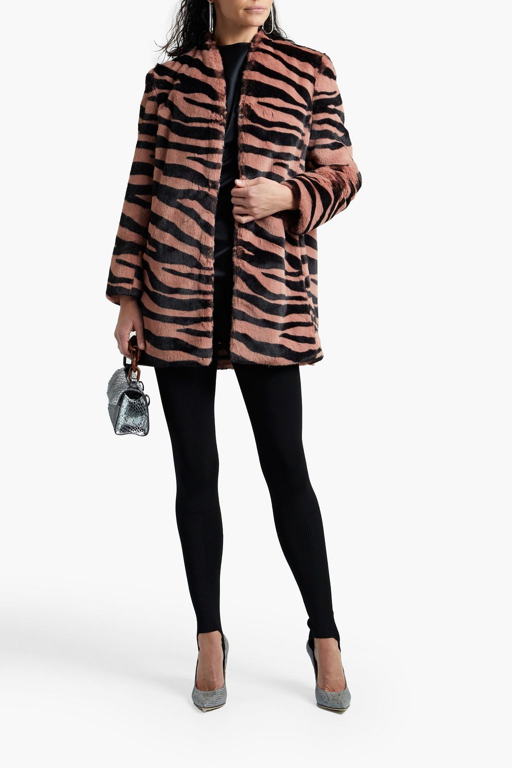 MICHELLE MASON Zebra-print faux fur coat