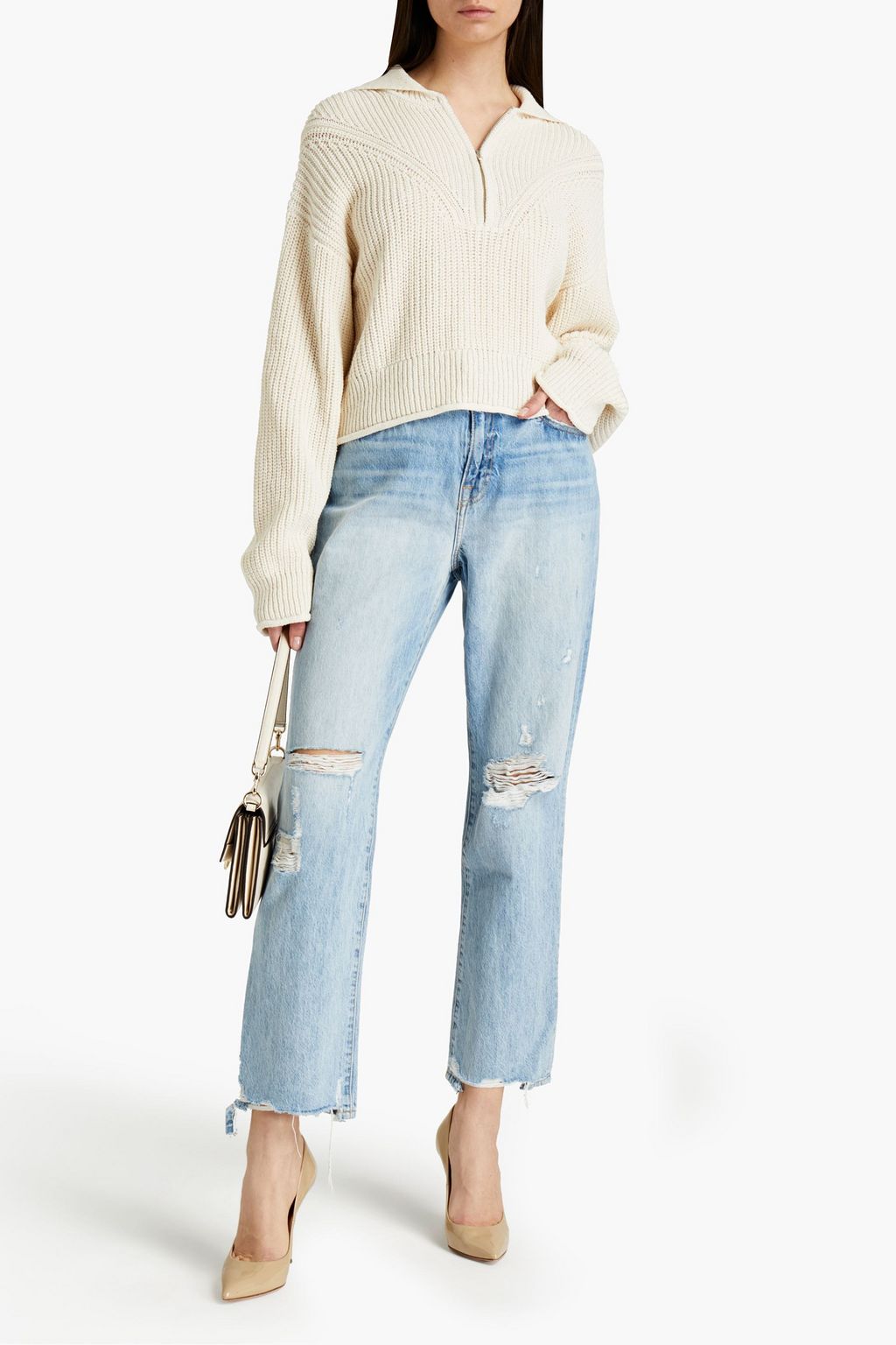 SIMKHAI Ribbed cotton-blend sweater