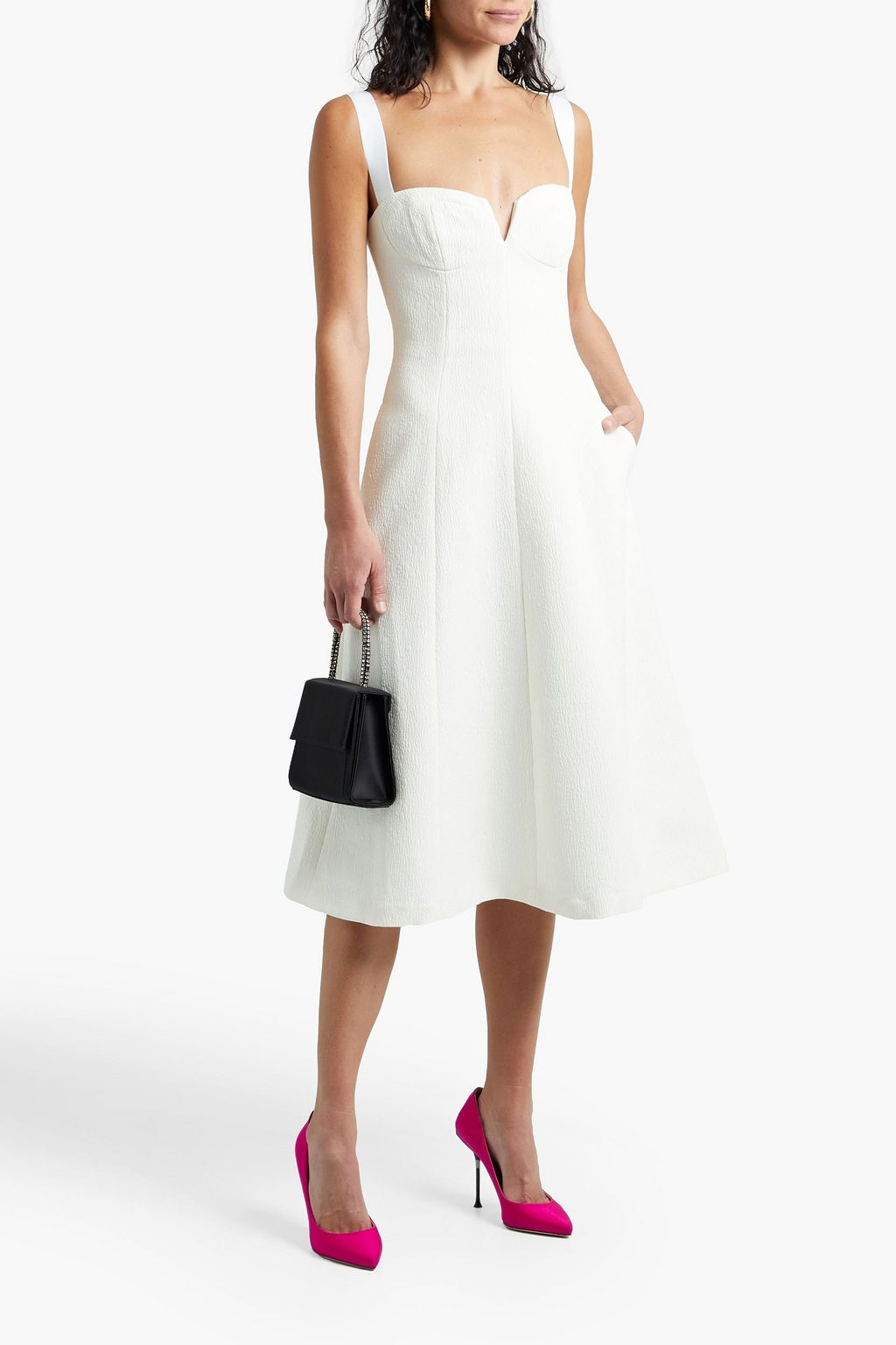 rebecca vallance calla v wire midi dress