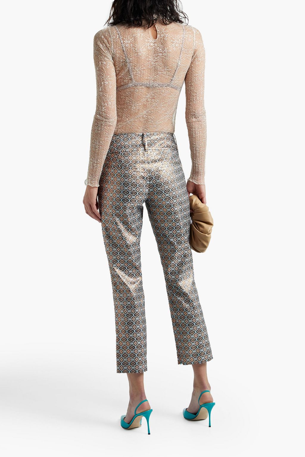 ALICE + OLIVIA Stacey metallic jacquard slim-leg pants