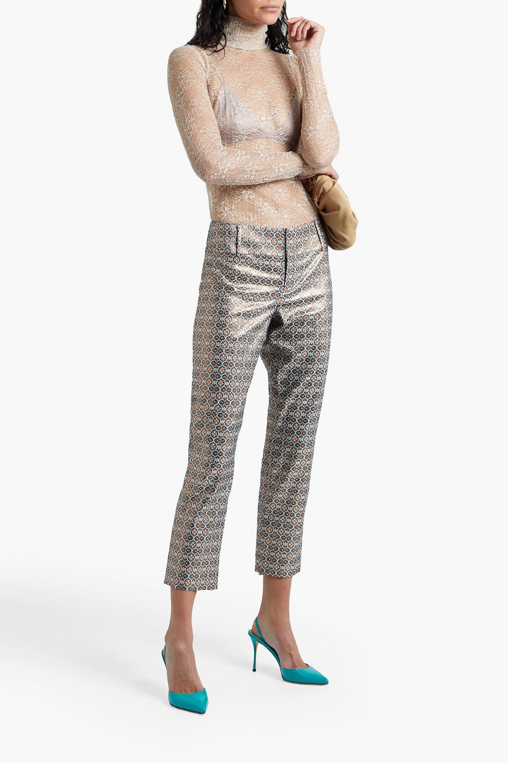 ALICE + OLIVIA Stacey metallic jacquard slim-leg pants