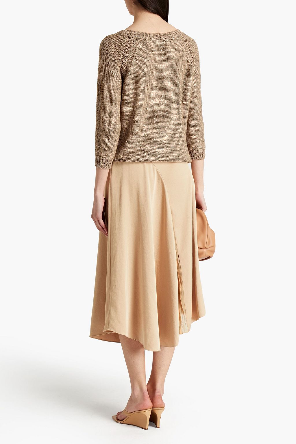 GENTRYPORTOFINO Sequin-embellished metallic linen-blend sweater