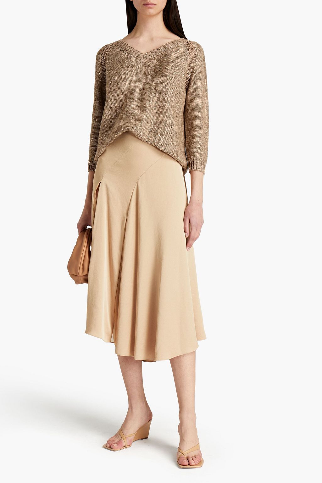 GENTRYPORTOFINO Sequin-embellished metallic linen-blend sweater