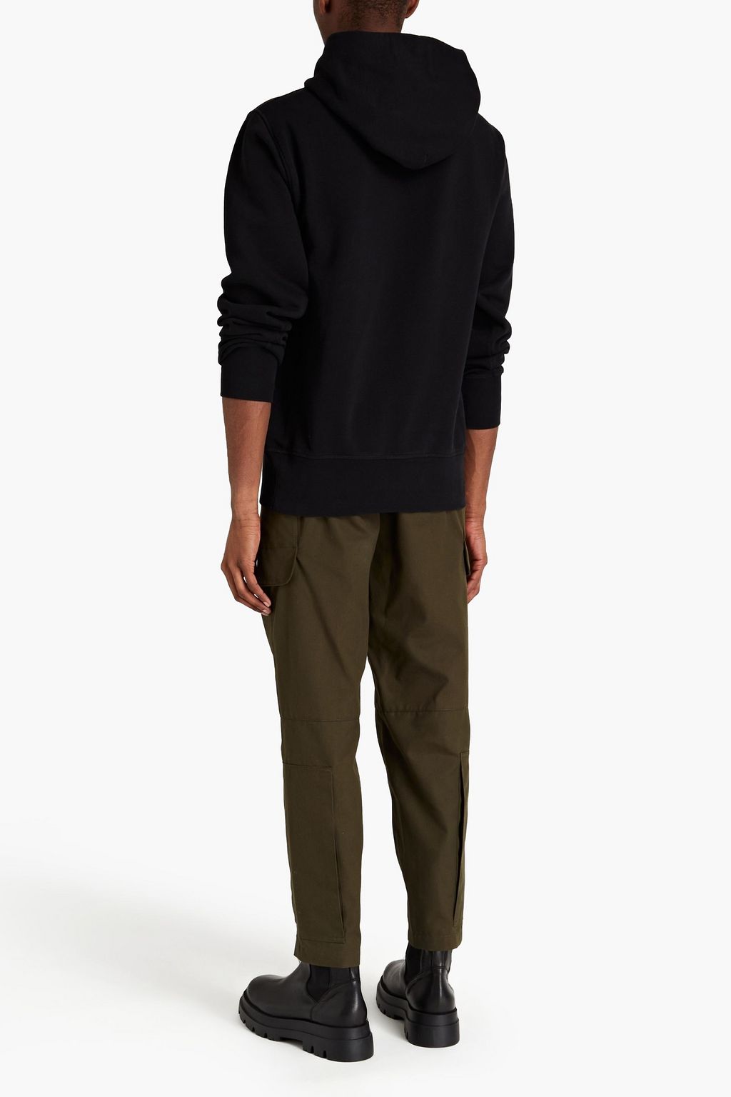 HELMUT LANG Embroidered cotton-fleece hoodie
