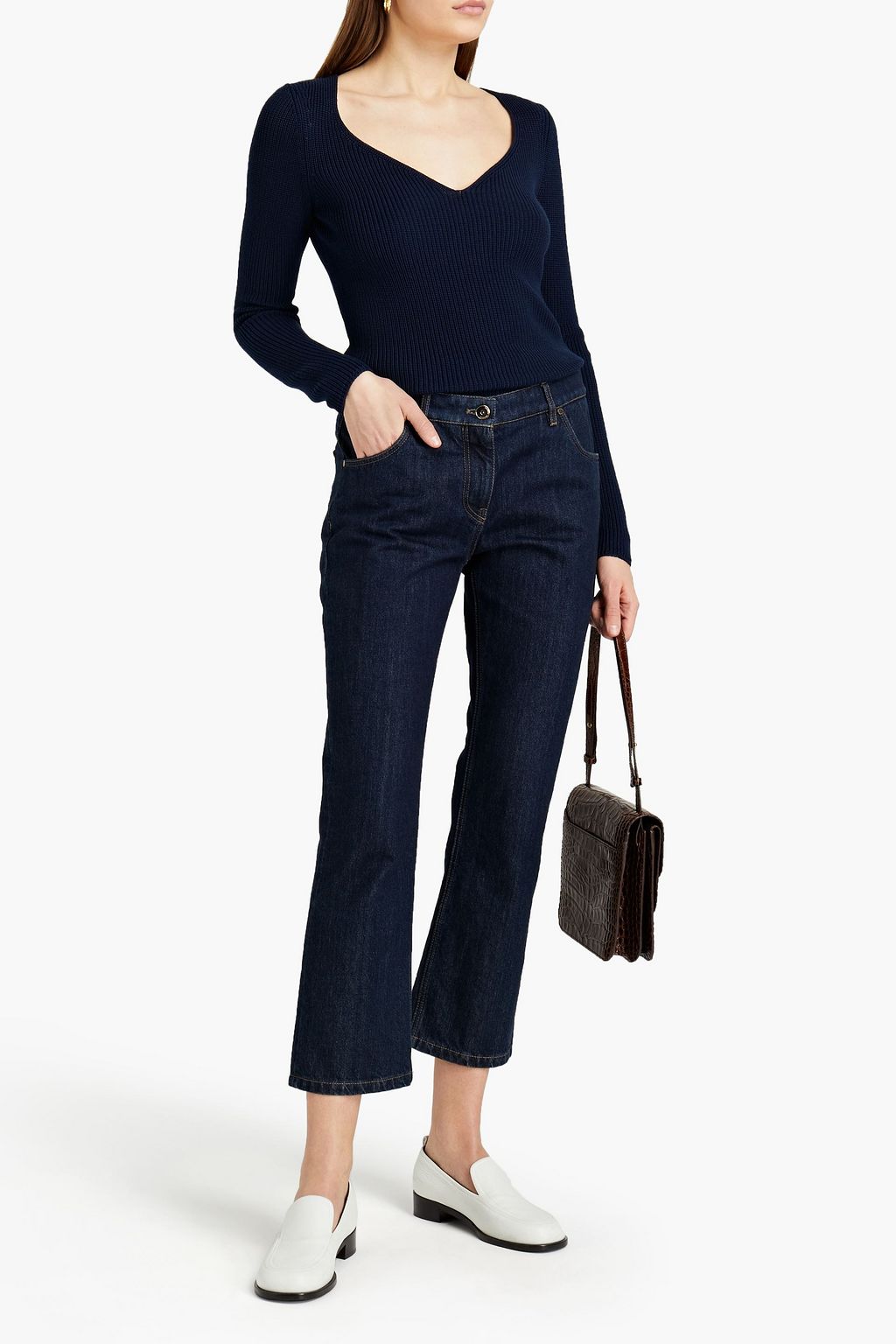 GENTRYPORTOFINO Ribbed silk and cotton-blend sweater