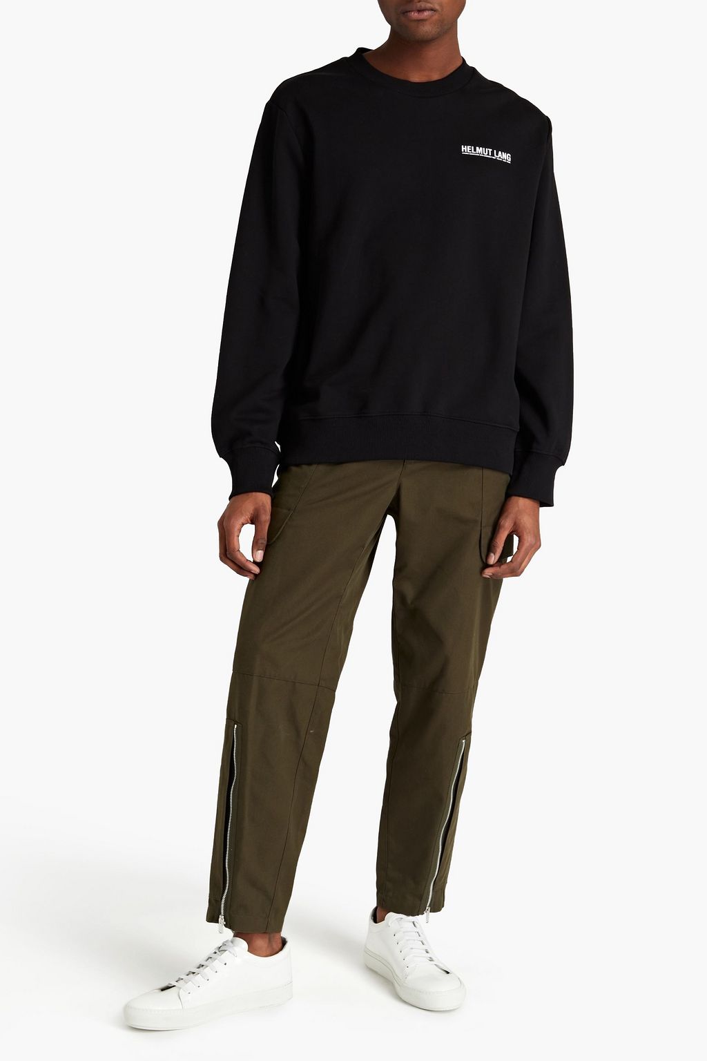 HELMUT LANG Printed French cotton-terry hoodie