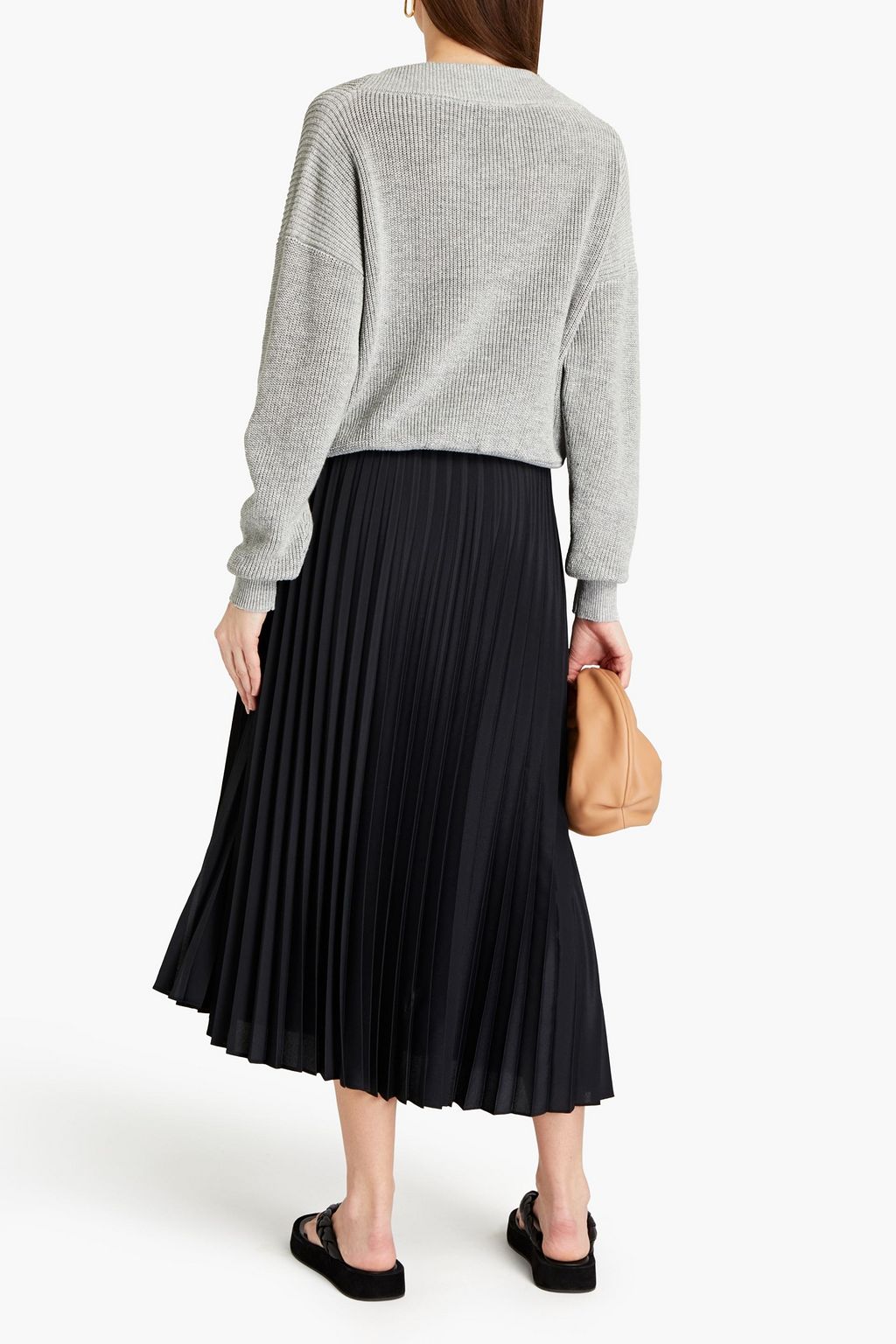 GENTRYPORTOFINO Ribbed metallic mélange linen-blend sweater