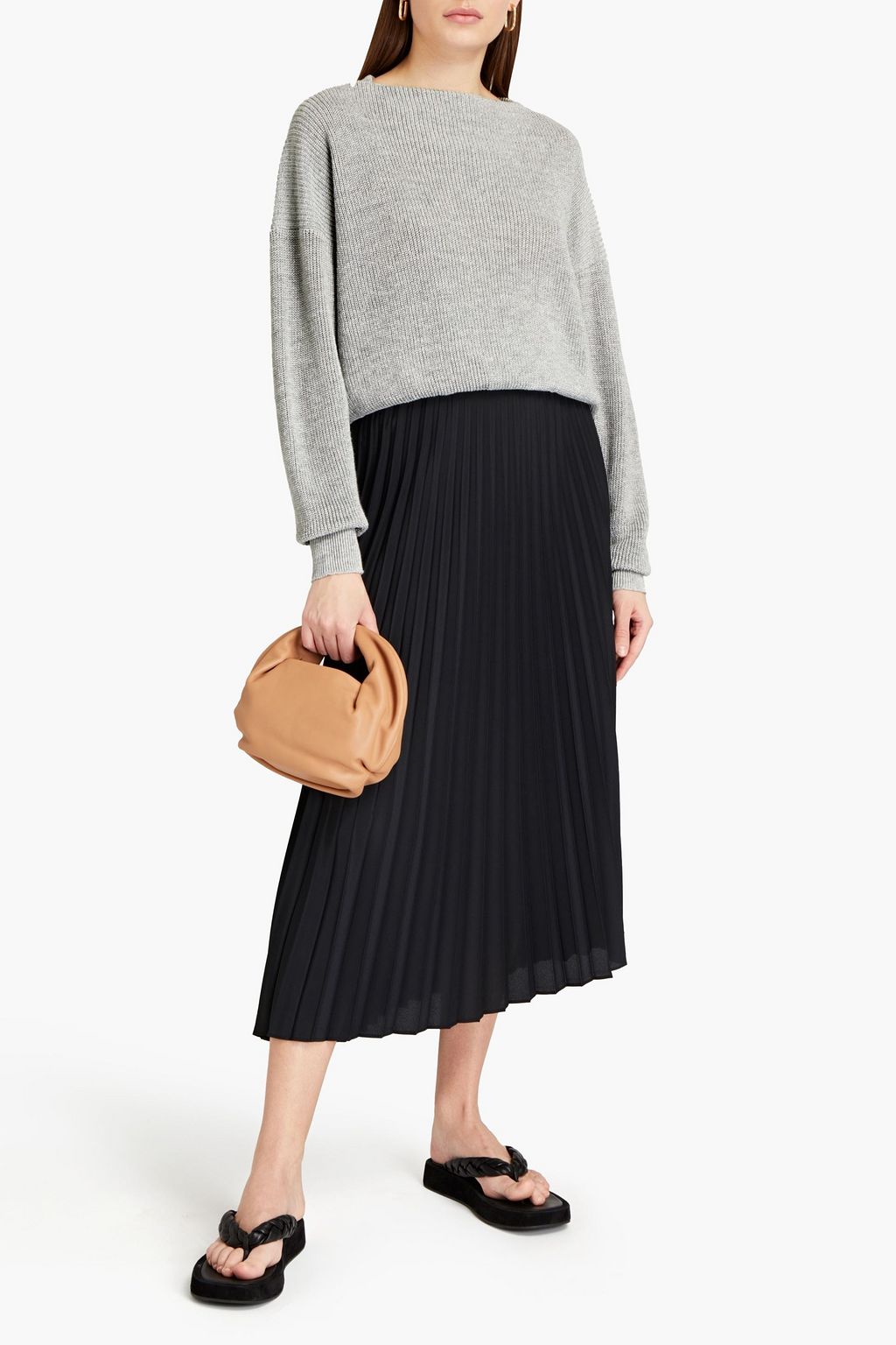 GENTRYPORTOFINO Ribbed metallic mélange linen-blend sweater