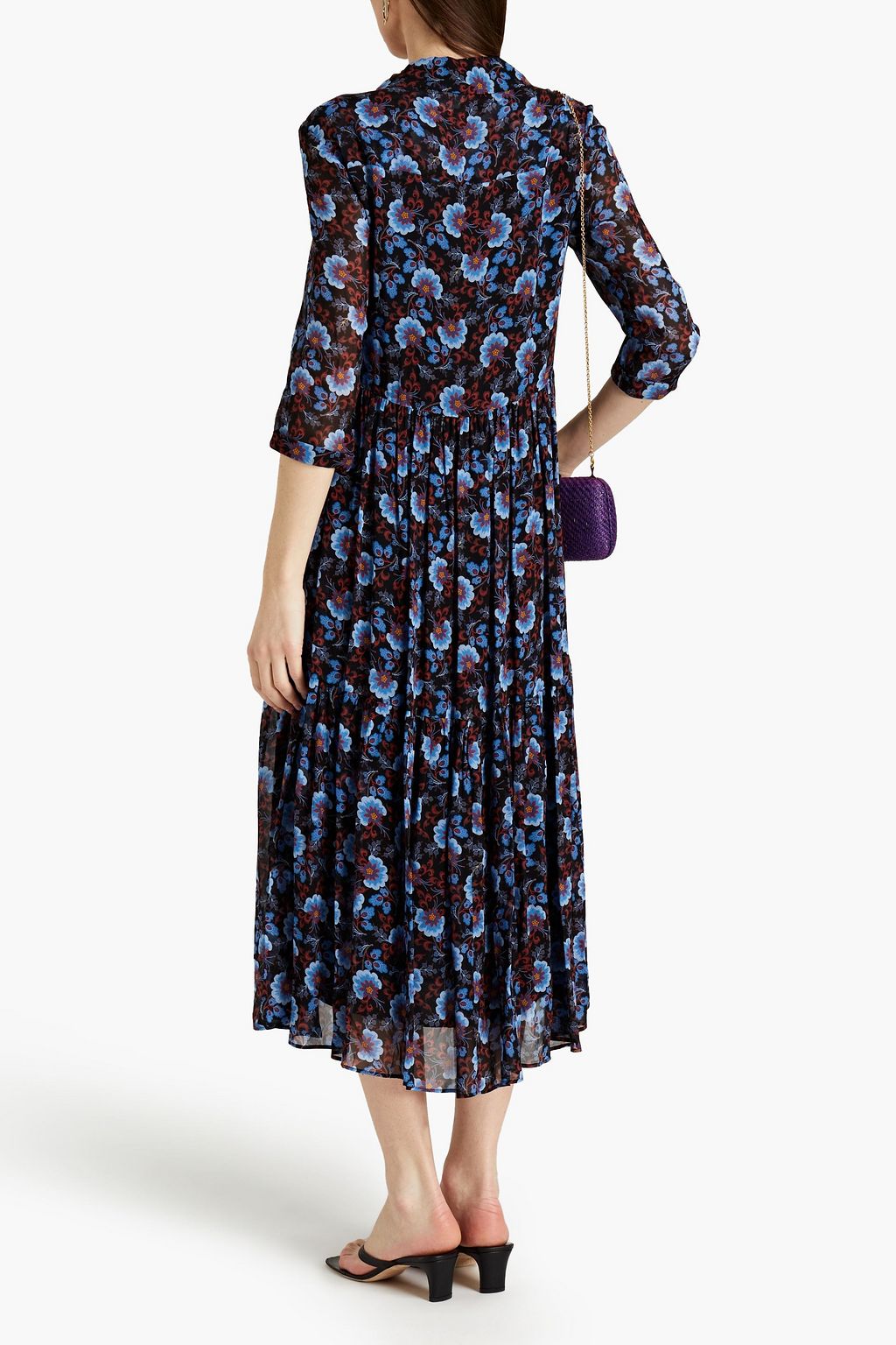 CLAUDIE PIERLOT Gathered printed georgette midi dress