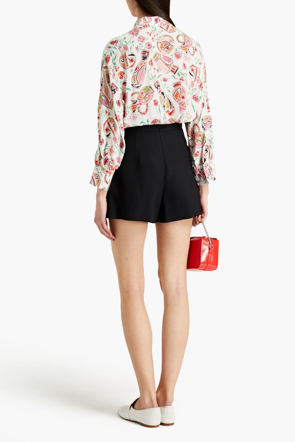 CLAUDIE PIERLOT Choupie pussy-bow printed silk crepe de chine shirt
