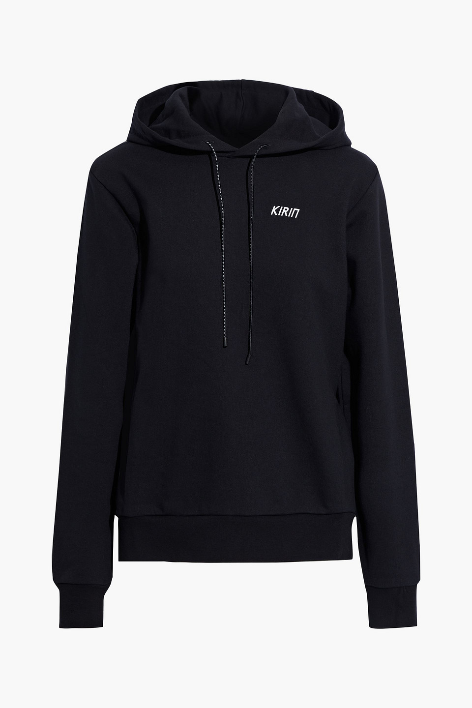 Open-back lace-up printed French cotton-terry hoodie