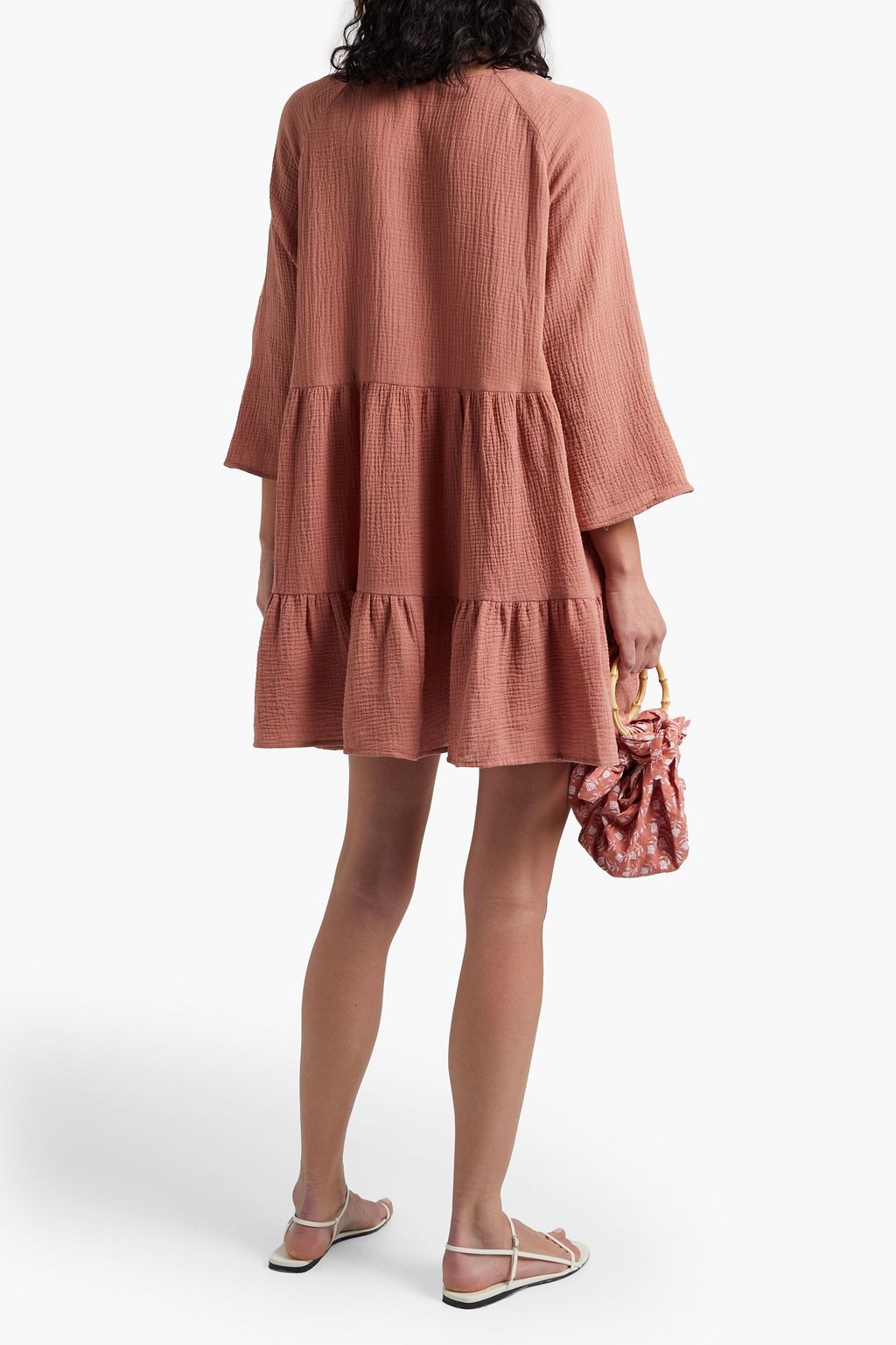 SEAFOLLY Gestuftes Strandkleid aus Baumwoll-Voile in Knitteroptik