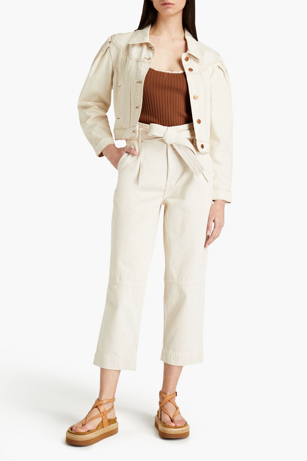 CLAUDIE PIERLOT Vanise cropped denim jacket