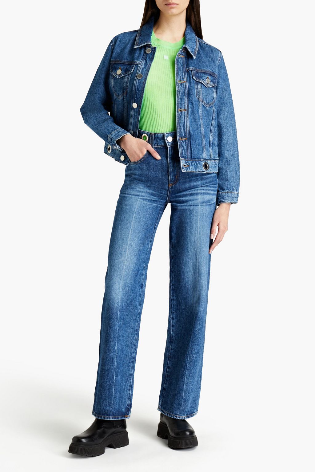CLAUDIE PIERLOT Vesuve eyelet-embellished denim jacket