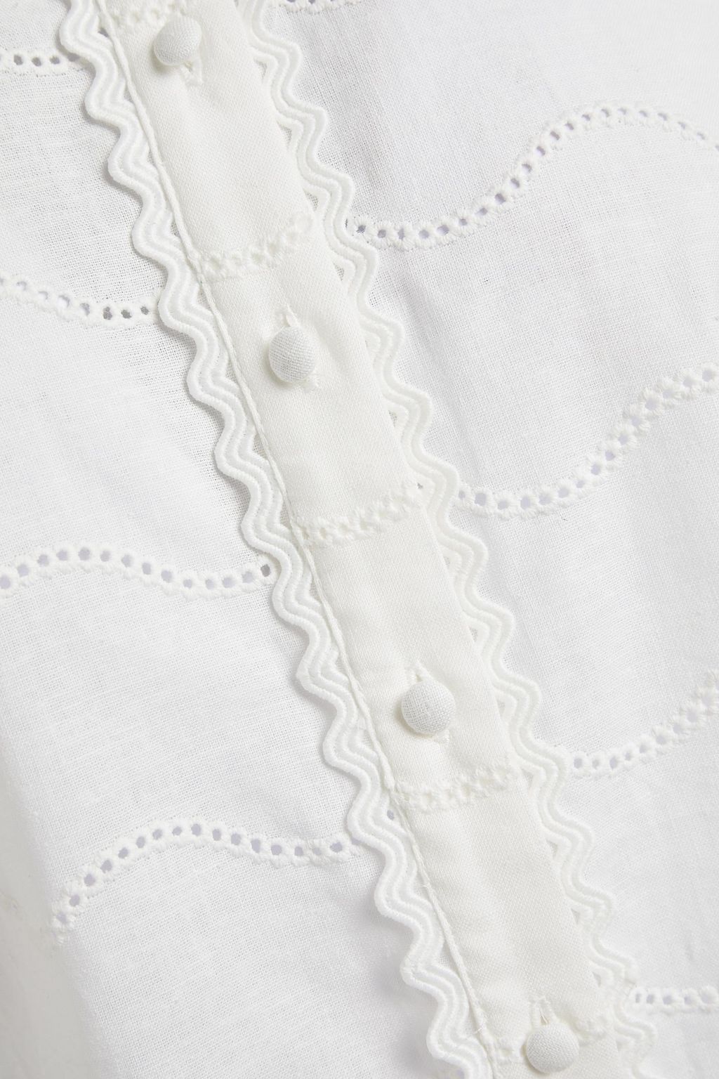 CLAUDIE PIERLOT Cacao broderie anglaise linen and cotton-blend shirt