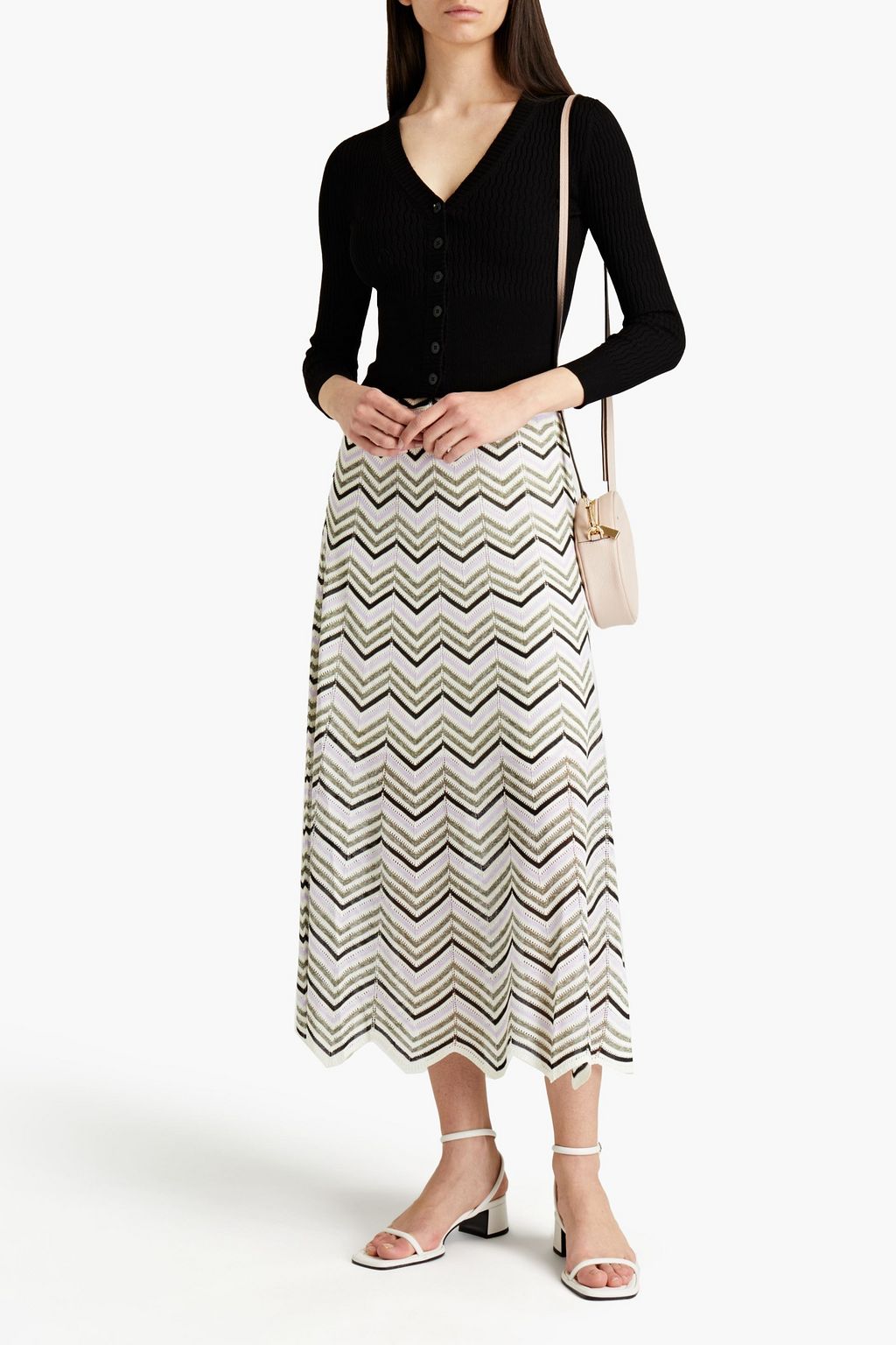 CLAUDIE PIERLOT Pointelle-knit midi skirt