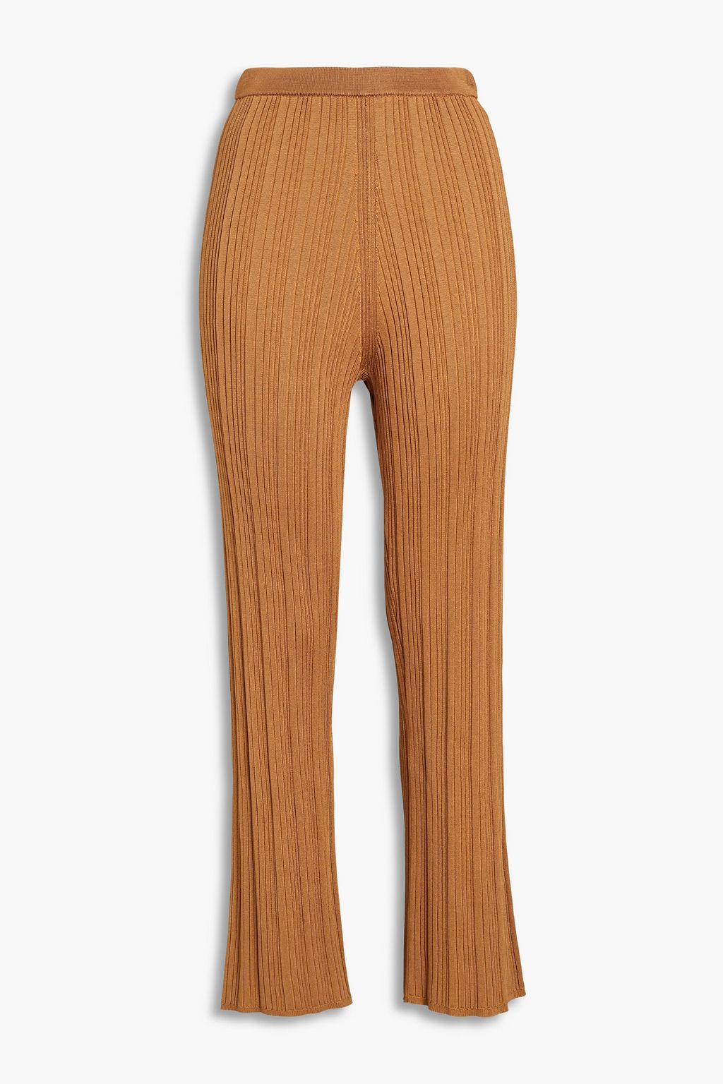brown Ribbed-knit straight-leg pants 