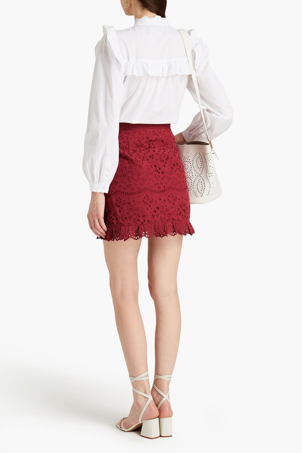 CLAUDIE PIERLOT Soledad wrap-effect broderie anglaise cotton mini skirt