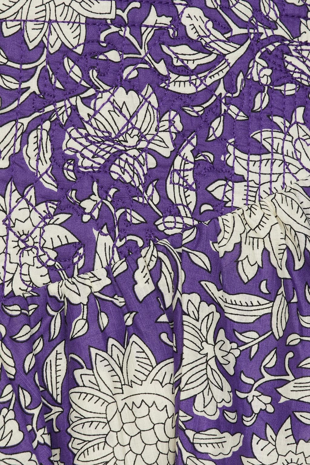 CLAUDIE PIERLOT Sico quilted gathered floral-print cotton mini skirt
