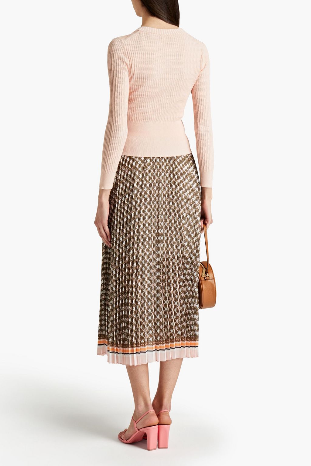 CLAUDIE PIERLOT Pleated printed crepe de chine midi skirt