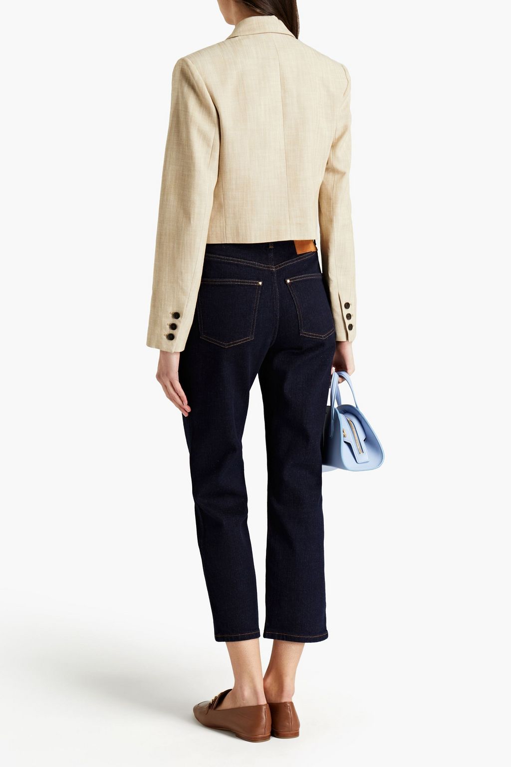 CLAUDIE PIERLOT Cropped high-rise straight-leg jeans