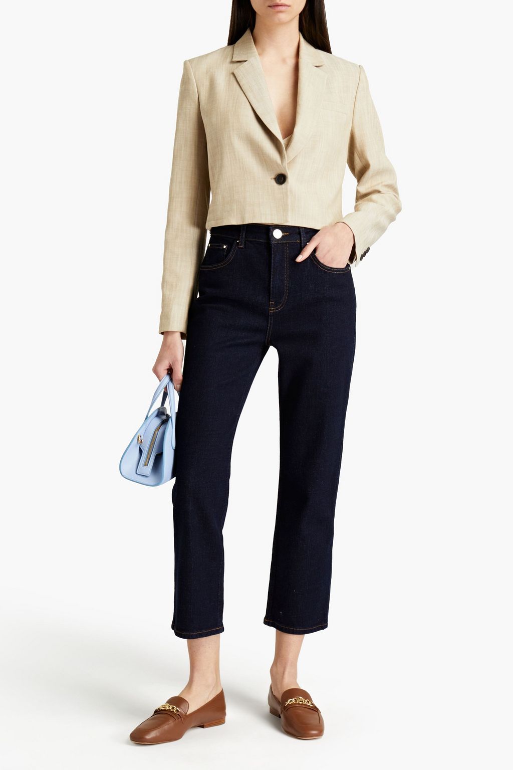 CLAUDIE PIERLOT Cropped high-rise straight-leg jeans