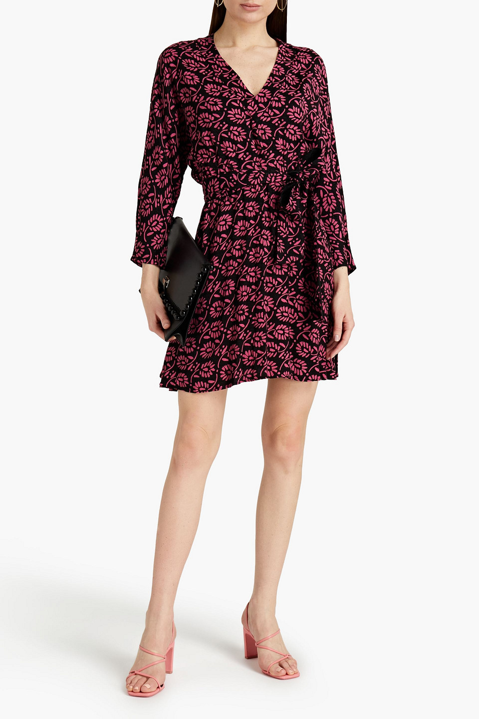 Claudie Pierlot Belted Jacquard Mini Dress In Multi