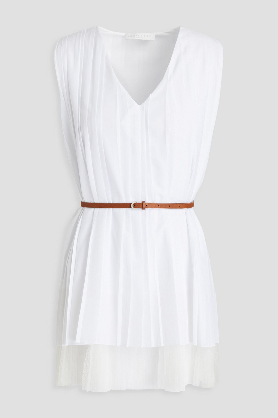 Fabiana Filippi Woman Tulle-paneled Pleated Poplin Top White Size 44