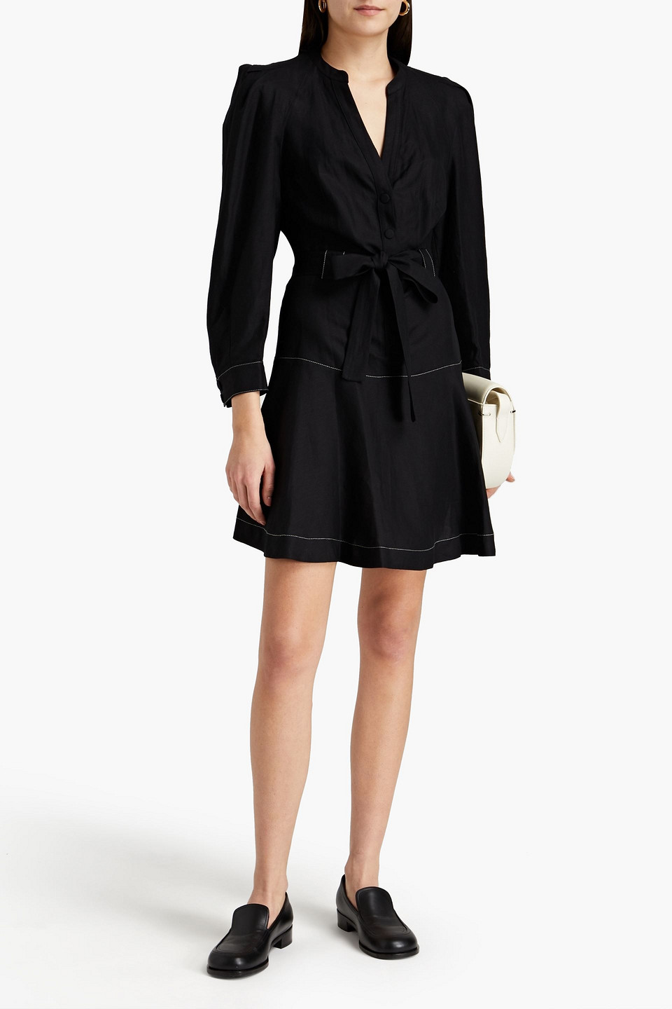 Claudie Pierlot Ramille Pleated Crepe Mini Dress In Black