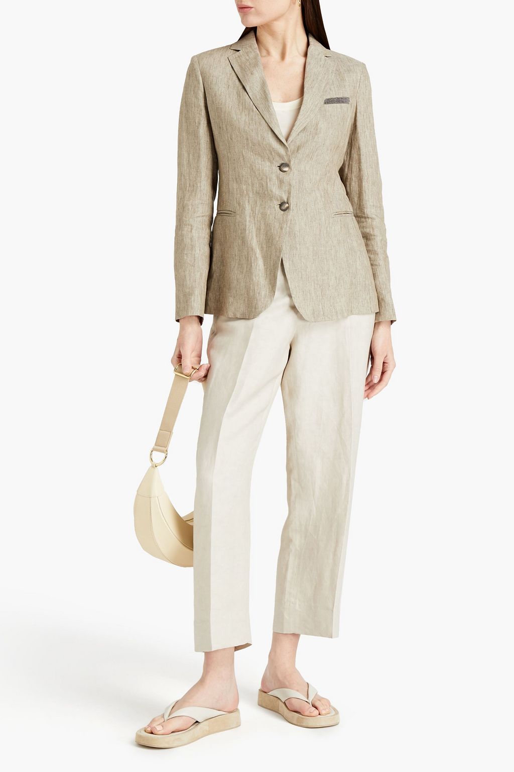 FABIANA FILIPPI Bead-embellished linen blazer