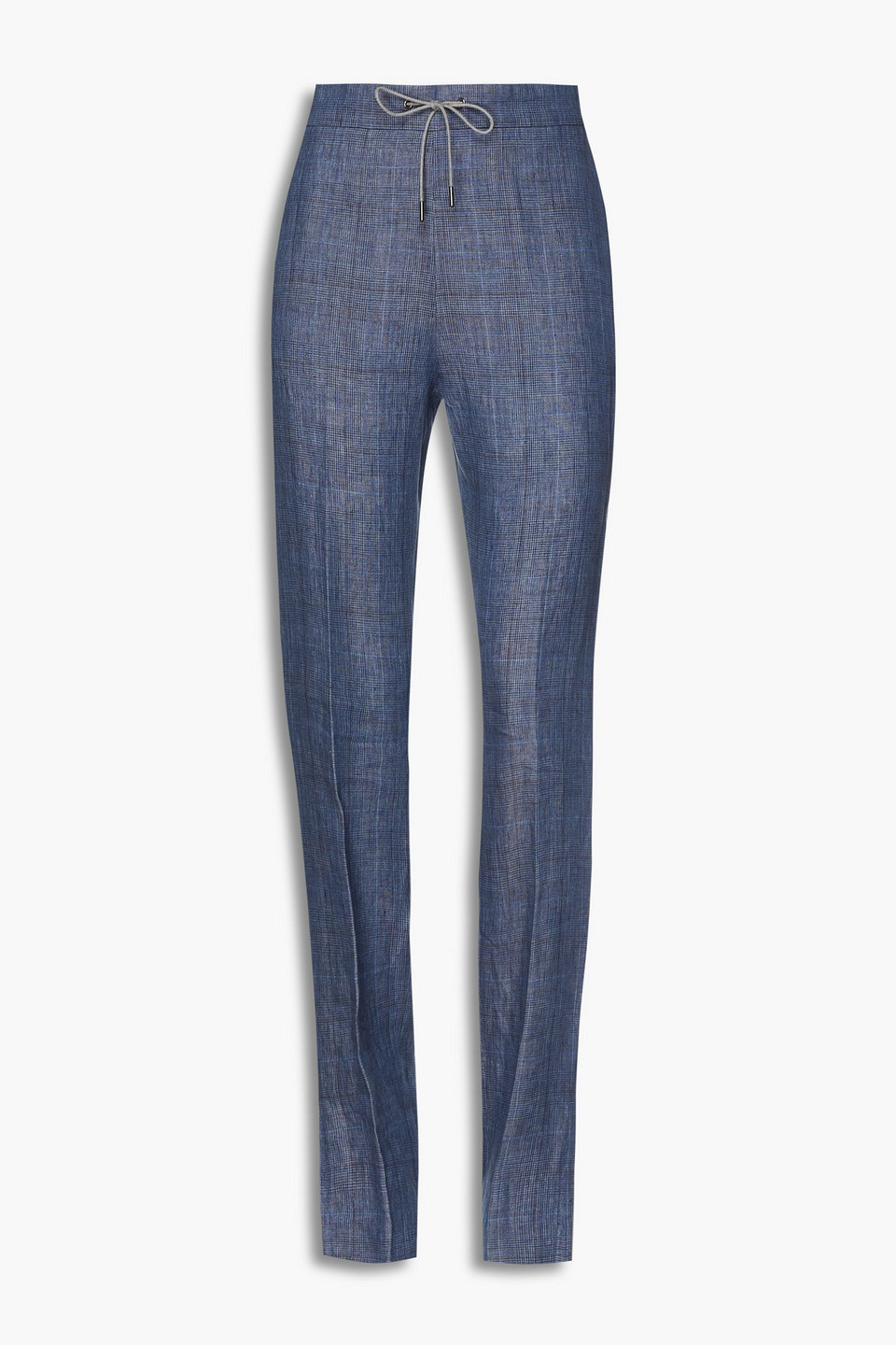 Fabiana Filippi Woman Bead-embellished Prince Of Wales Checked Linen Tapered Pants Slate Blue Size 44