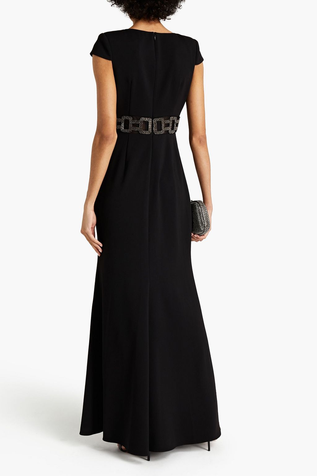 BADGLEY MISCHKA Crystal-embellished crepe gown