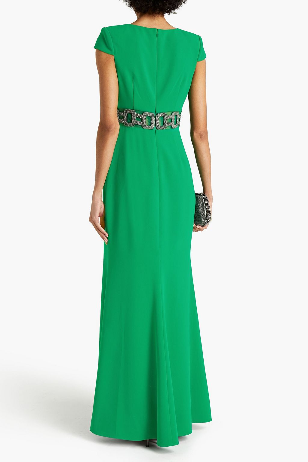 BADGLEY MISCHKA Crystal-embellished crepe gown
