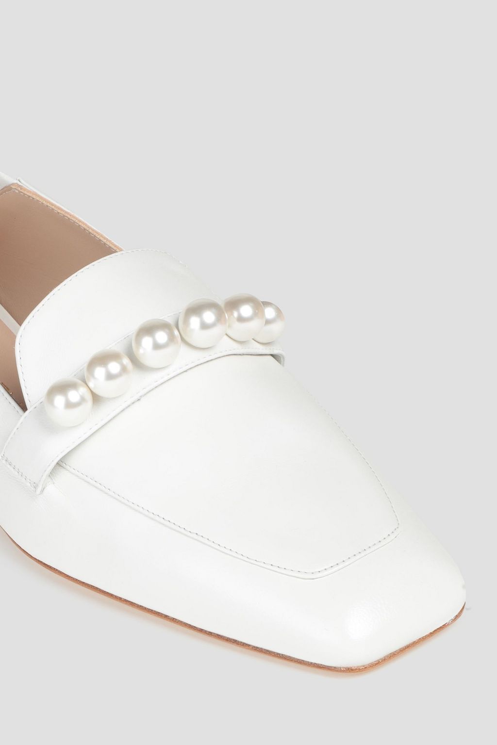 STUART WEITZMAN Mickee embellished leather collapsible-heel loafers