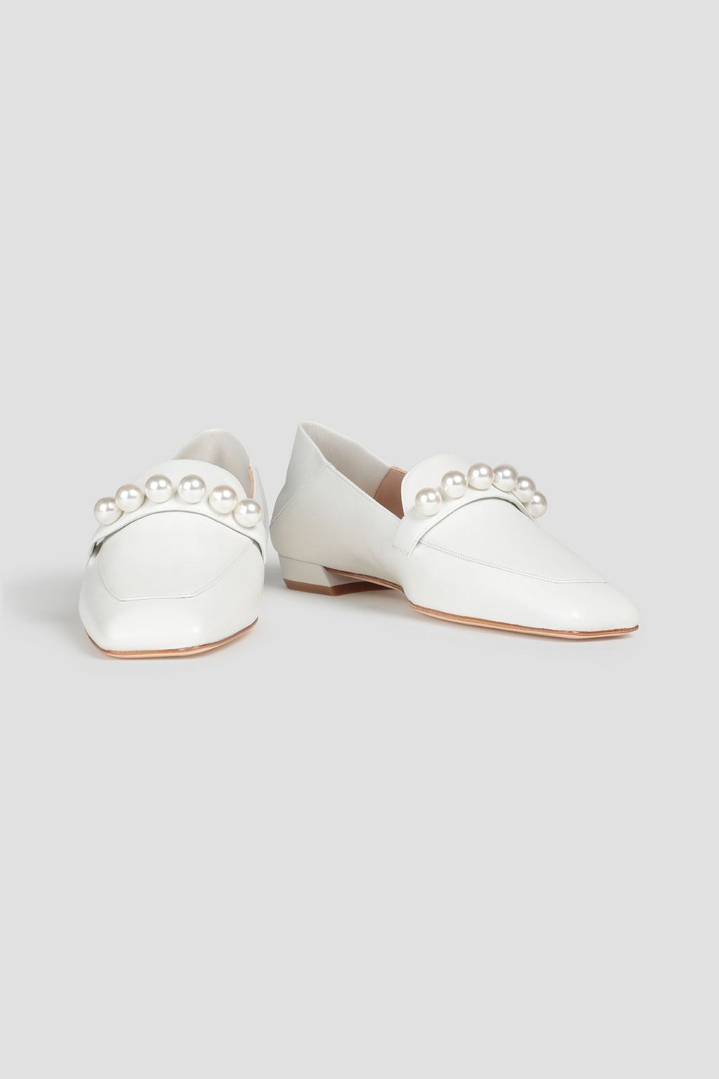 STUART WEITZMAN Mickee embellished leather collapsible-heel loafers