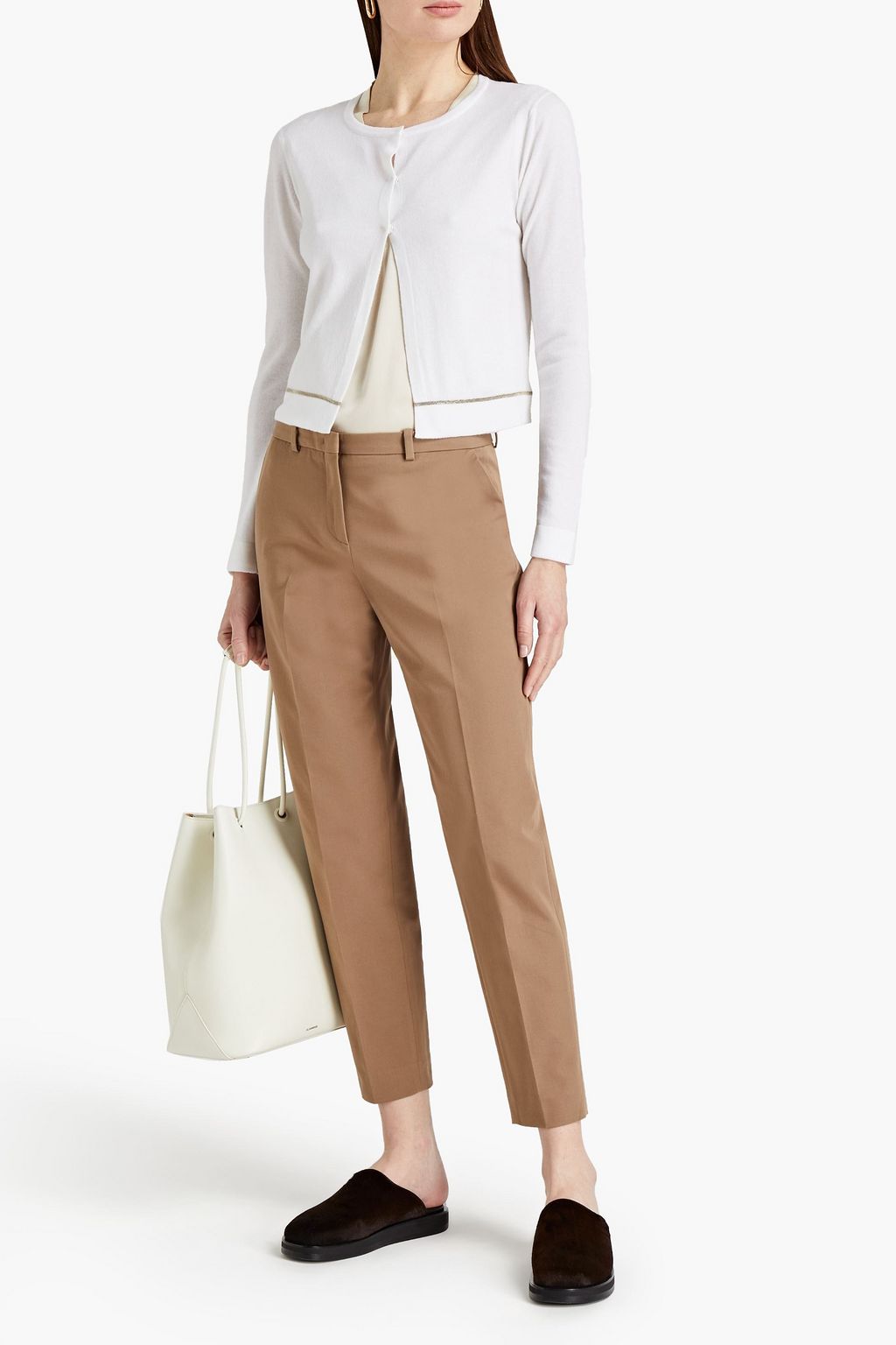FABIANA FILIPPI Cropped stretch-cotton twill tapered pants