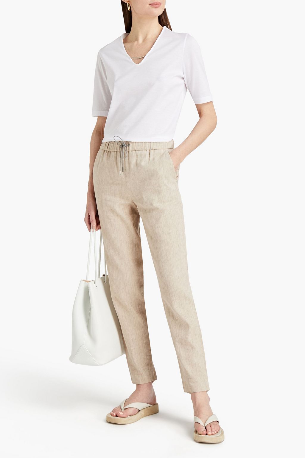 FABIANA FILIPPI Slub linen and cotton-blend tapered pants