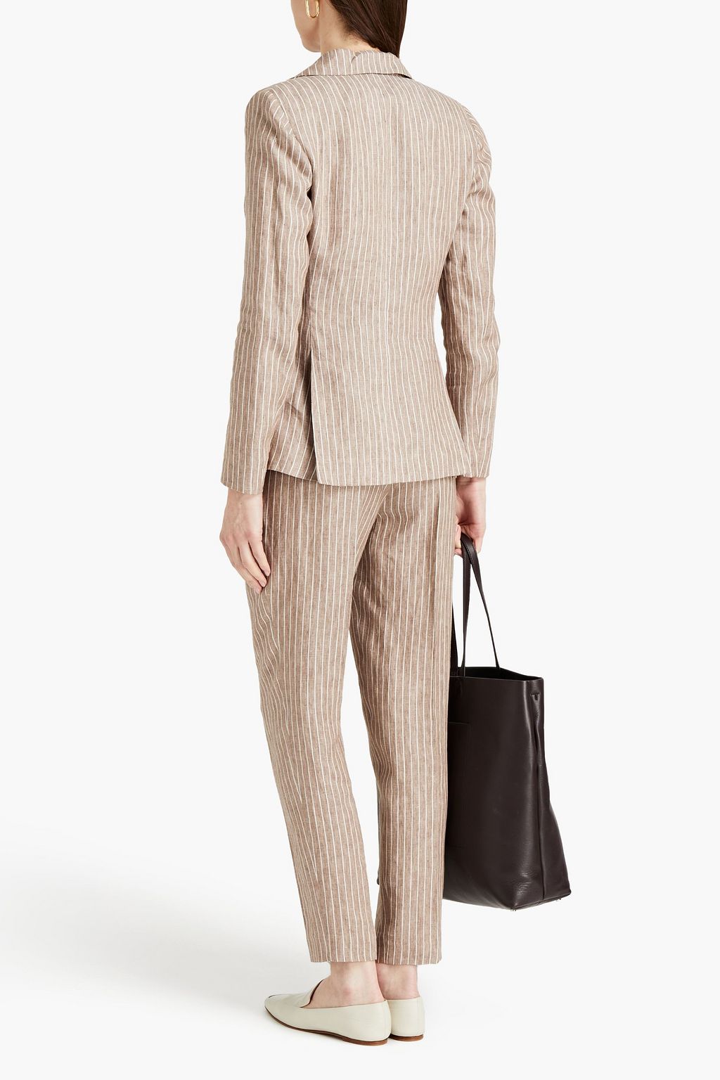 FABIANA FILIPPI Bead-embellished pinstriped linen blazer