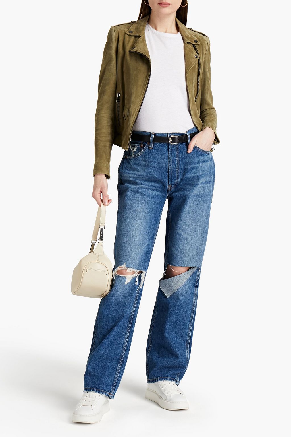 RE/DONE Distressed high-rise straight-leg jeans
