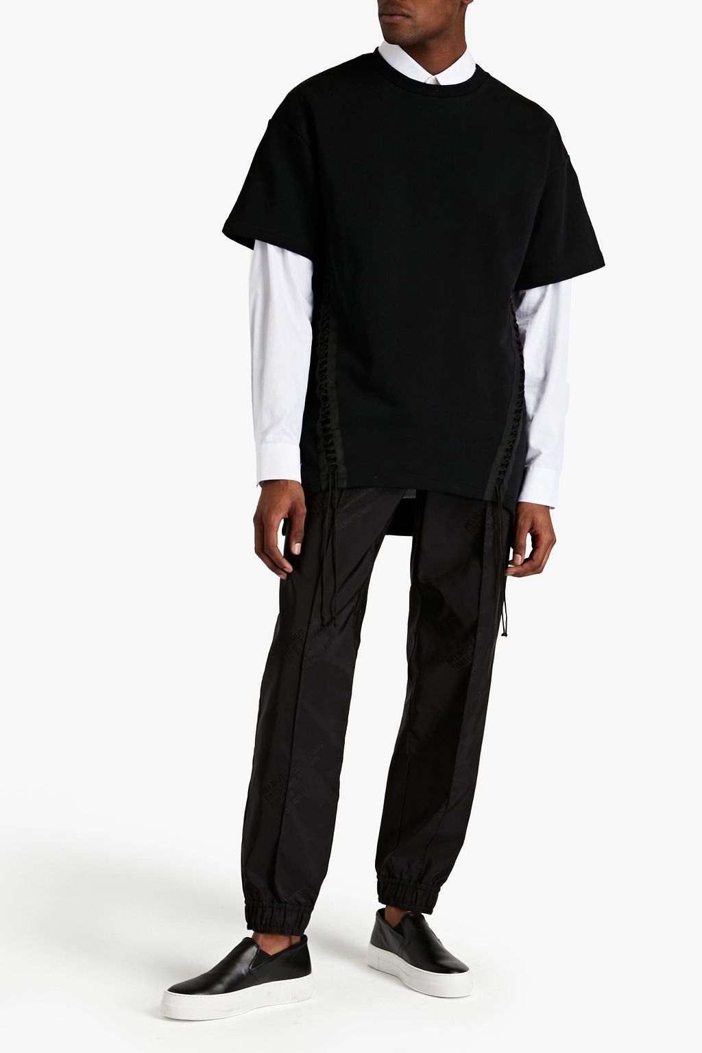 HELMUT LANG Lace-up French cotton-terry T-shirt