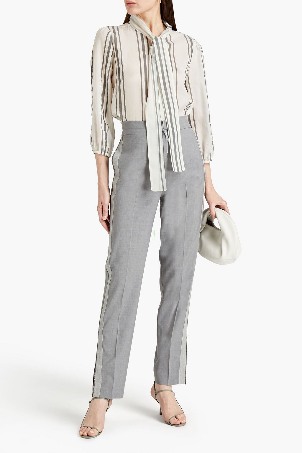 FABIANA FILIPPI Embellished wool-crepe tapered pants