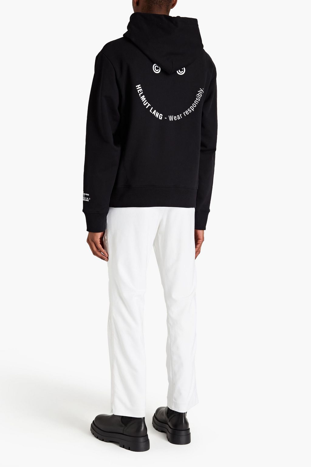 HELMUT LANG Printed French cotton-blend terry hoodie