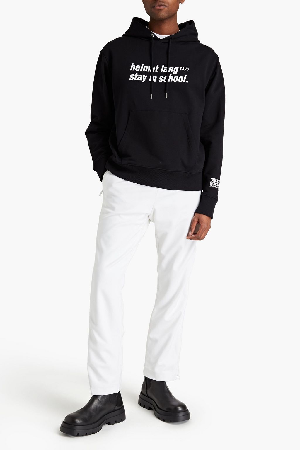 HELMUT LANG Printed French cotton-blend terry hoodie