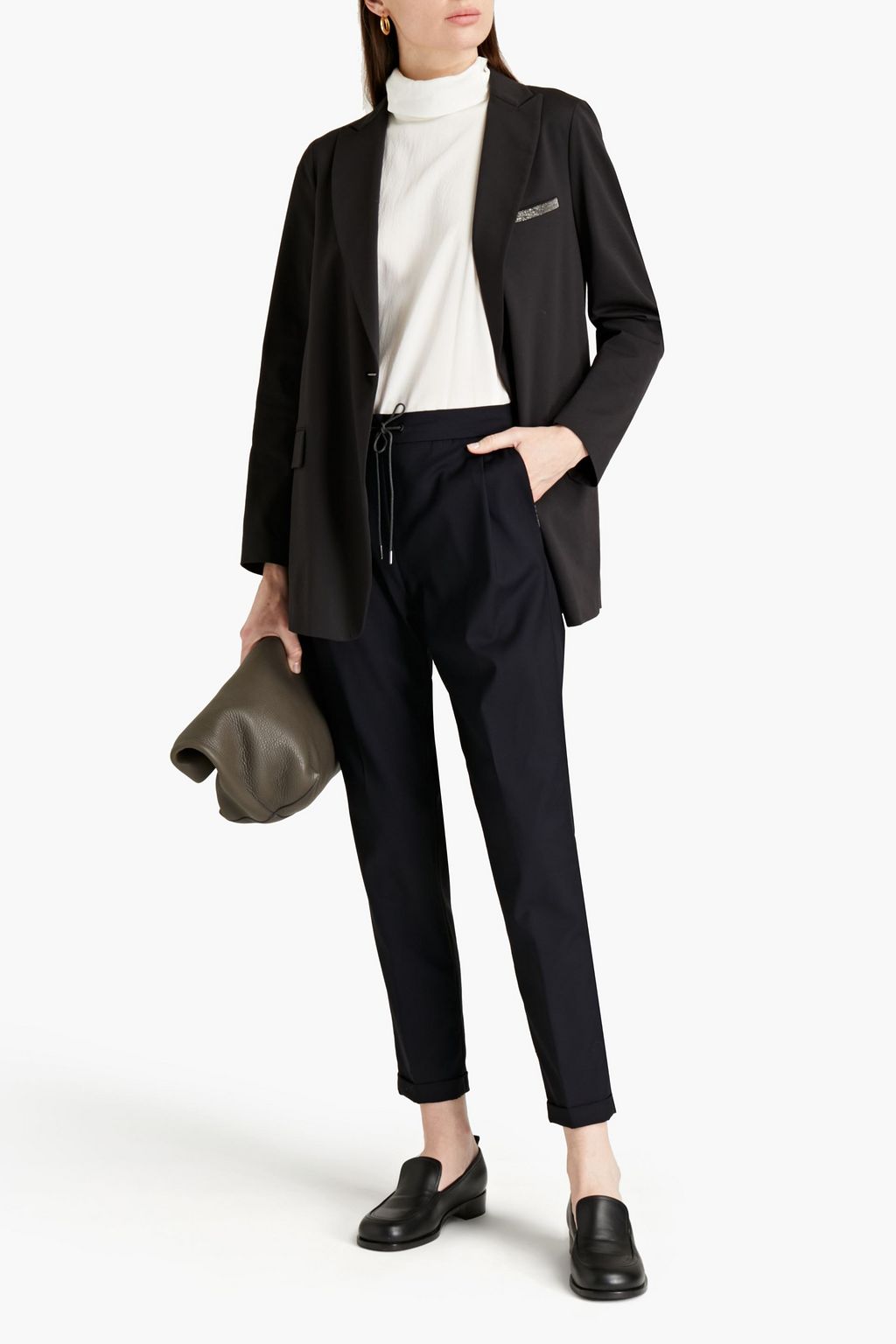 FABIANA FILIPPI Bead-embellished wool-crepe tapered pants